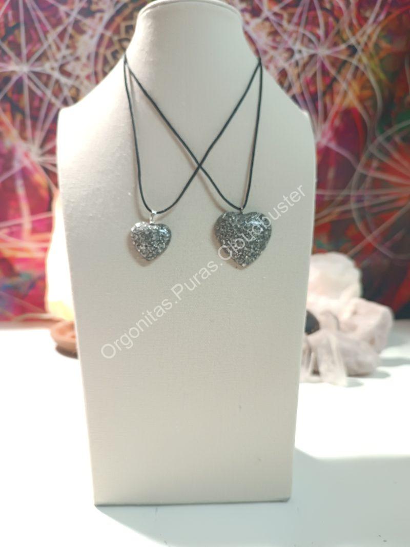 Orgonita Pura / Electronite Colgante Corazón. Grande y Pequeño.