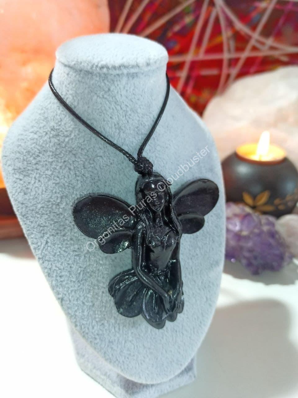 Colgante Orgonita Pura Magnetita Hada 2 Alas - Imagen 2