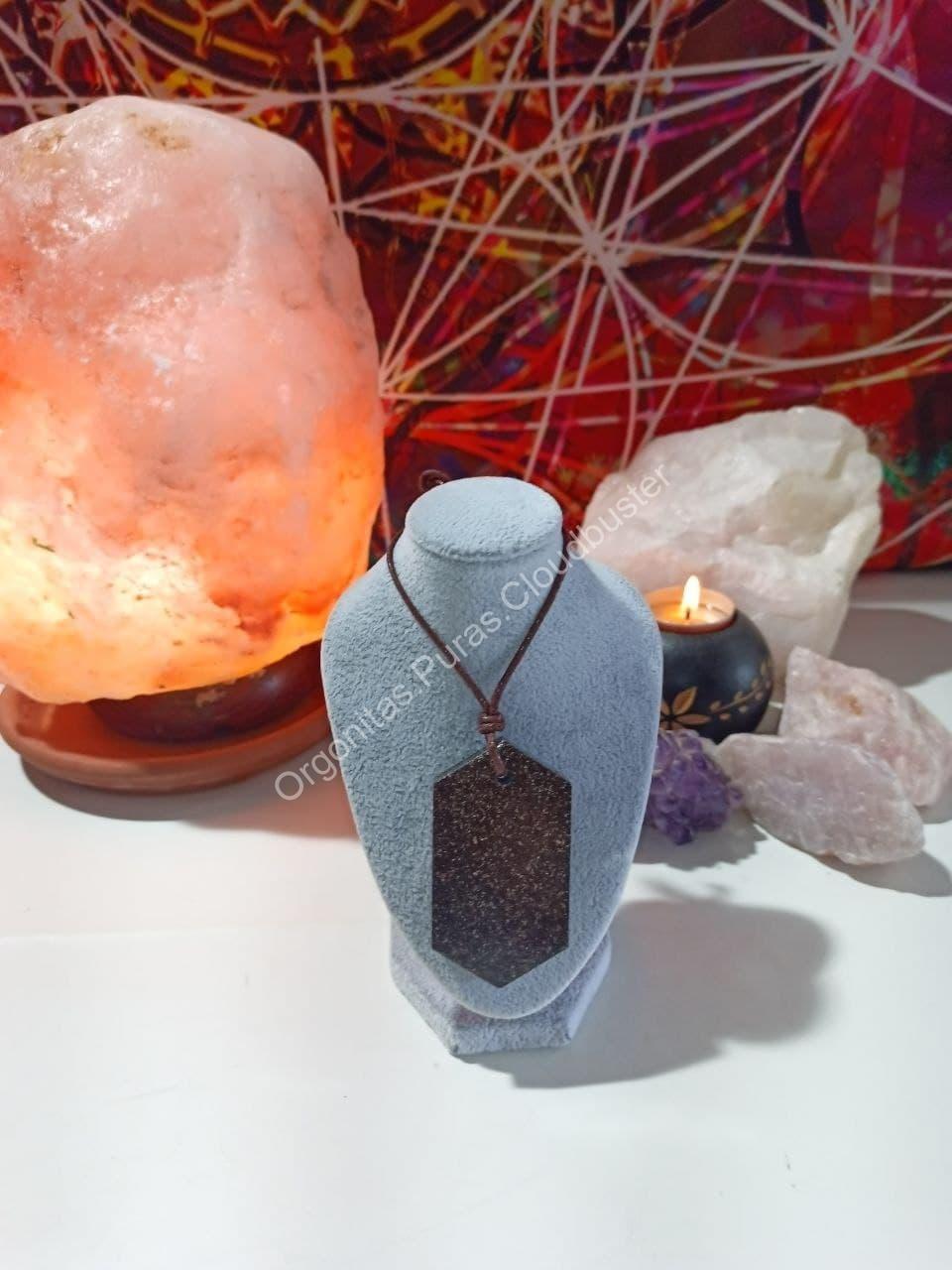 Orgonita Pura VIRUTA PEQUEÑA DE HIERRO colgante Chapa Hexagonal - Imagen 3