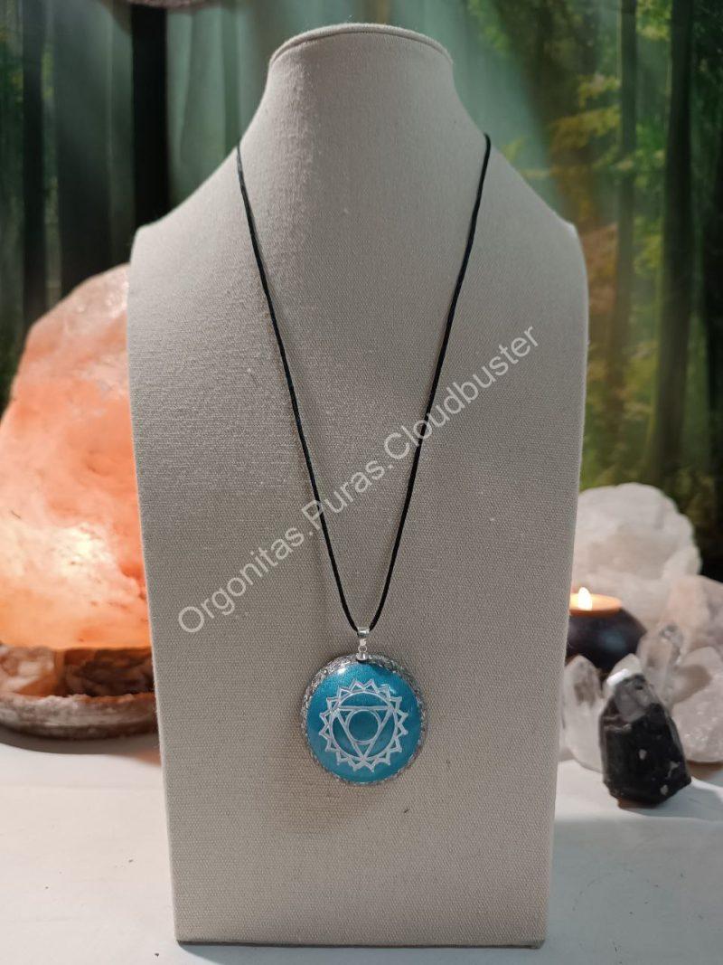 Orgonita Pura / Electronite Colgante o llavero Chakra de Garganta formato Semiesfera