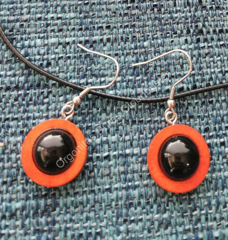Pendientes de Shungita y madera 2 colores - Imagen 3