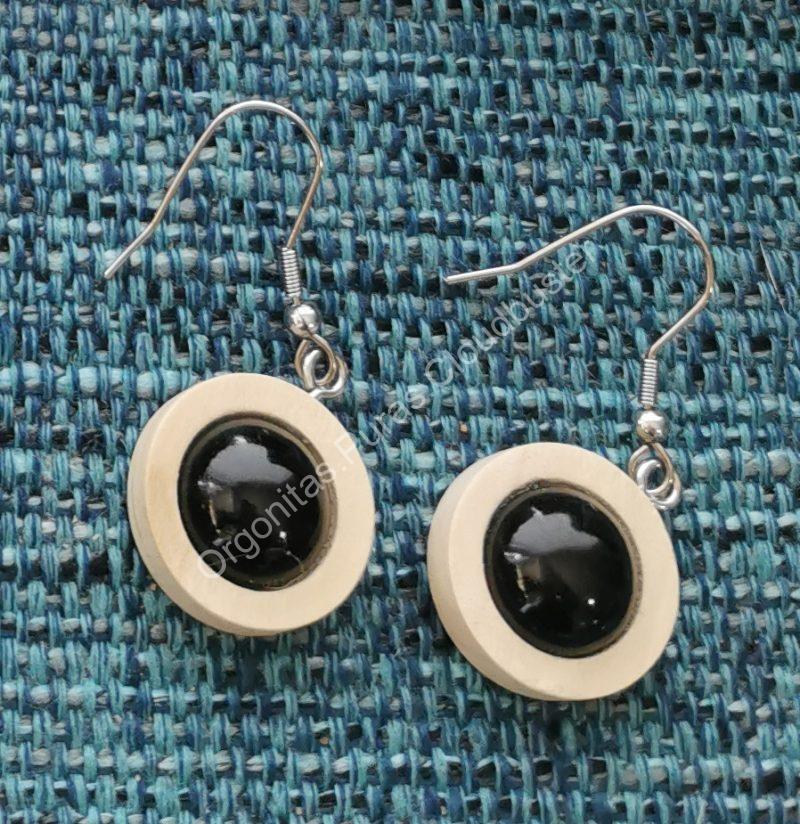 Pendientes de Shungita y madera 2 colores - Imagen 4