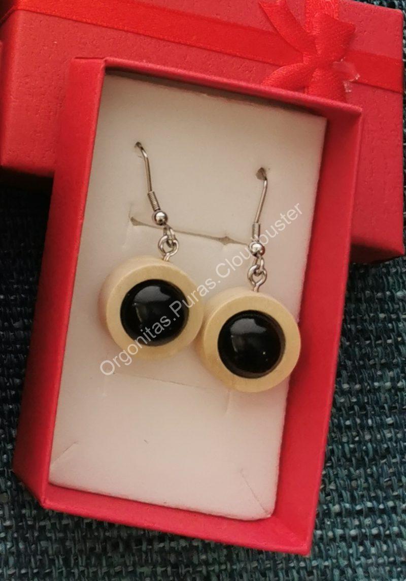 Pendientes de Shungita y madera 2 colores