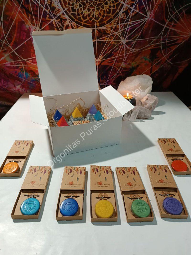 Orgonita Pura / Electronite Conjunto Pirámides Chakras - Imagen 4