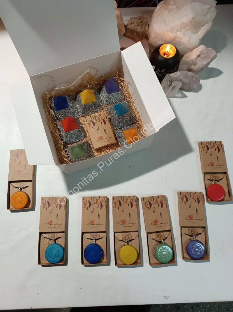 Orgonita Pura / Electronite Conjunto Pirámides Chakras - Imagen 3