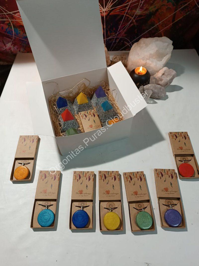 Orgonita Pura / Electronite Conjunto Pirámides Chakras - Imagen 2