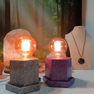 Lámpara mesita formato HEXAGONAL Orgonita Pura / Electronite